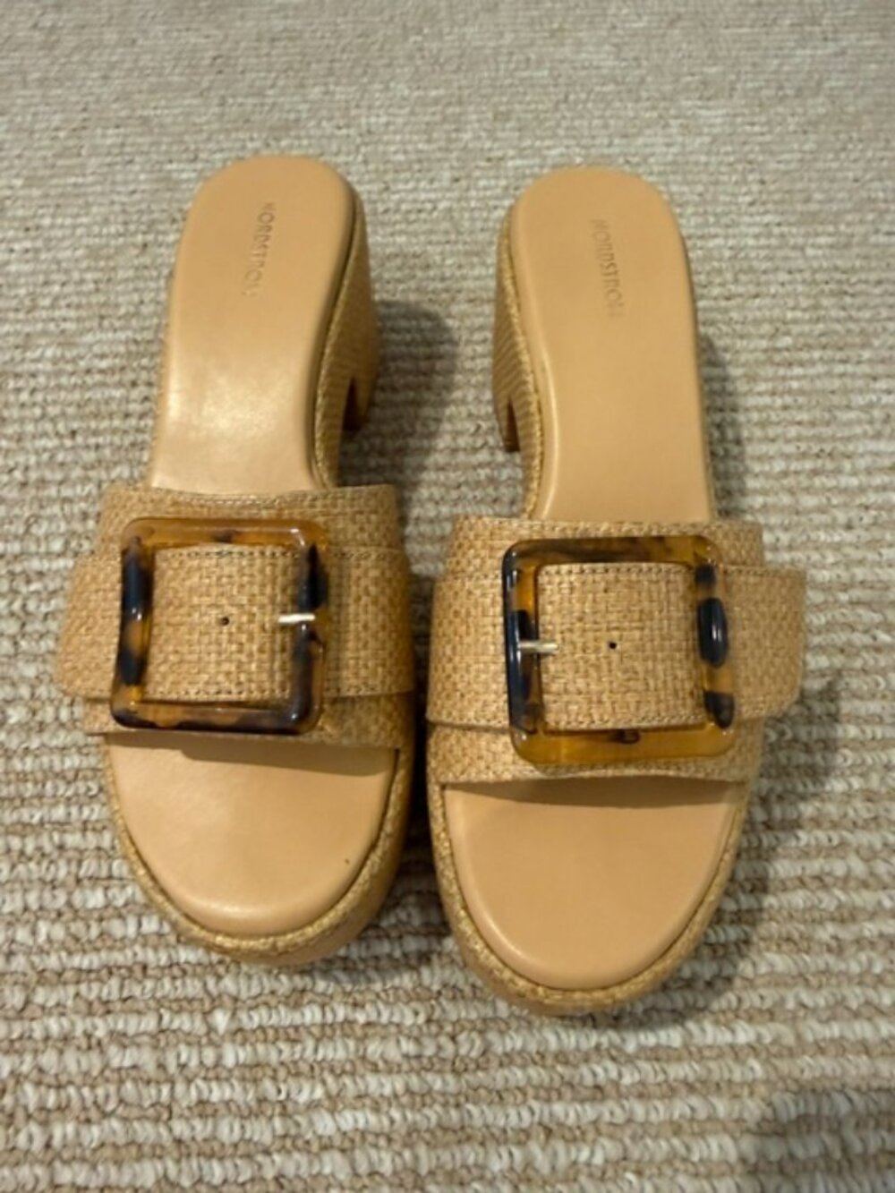 Raffia Platform Mule Sandals Size 8